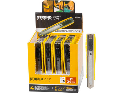 Nôž Strend Pro Premium, 18 mm, odlamovací, kovový, Sellbox 24 ks