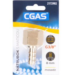 Nátrubok CGAS, na plyn, jednocestný, závit G G3/8''-LH, s maticou