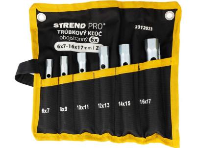 Kľúč Strend Pro, 6x7-16x17 mm, trúbkový, obojstranný, Zn, set 6 ks