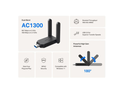 MERCUSYS MA32H, AC1300 Wireless Dual Band USB