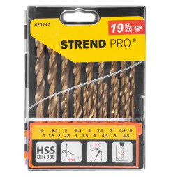 Sada vrtákov Strend Pro FD032, 19 dielna TiN HSS, do kovu