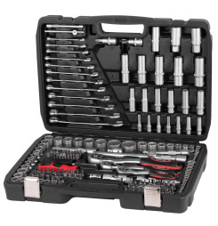 Sada náradia Strend Pro S221, 215 dielna, v kufri, 1/2"+1/4"+3/8"