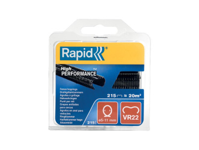 Spony RAPID VR22, PVC čierne, sponky pre viazacie kliešte RAPID FP222 a FP20, pre drôt 5-11 mm, bal. 215 ks