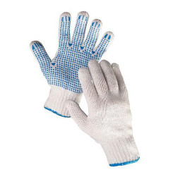 Rukavice PLOVER 10/XL, pletené, polyester, PVC terčíky, s blistrom