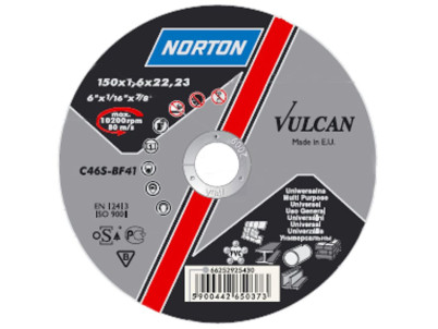 Kotúč NORTON Vulcan A 150x1,6x22 A46T-BF41, rezný na kov a nerez