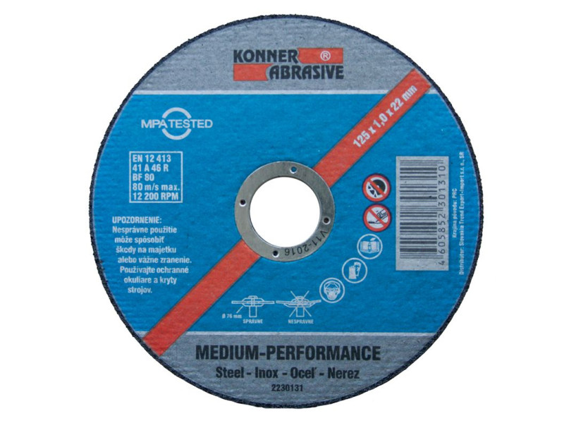 Kotúč KONNER D603 125x1,0x22 mm, rezný na kov