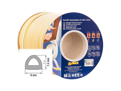 Tesnenie Stomil SD-1CX/6-0, profil D, 9x7.4 mm, L-6 m, na okná a dvere, biele