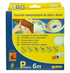 Tesnenie Stomil SD-40CX/6-0, profil E, 9x4 mm, L-6 m, na okná a dvere, biele