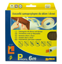 Tesnenie Stomil SD-40AX/6-0, profil E, 9x4 mm, L-6 m, na okná a dvere, hnedé