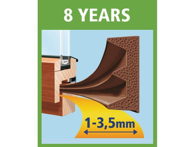 Tesnenie tesamoll® profil E, 9 mm, hnedé, L-100 m, na okná a dvere, hnedé