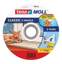 Tesnenie tesamoll® profil P, 9 mm, biele, L-100 m, na okná a dvere,