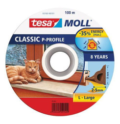 Tesnenie tesamoll® profil P, 9 mm, hnedé, L-100 m, na okná a dvere, hnedé