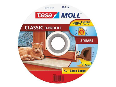 Tesnenie tesamoll® profil D, 9 mm, hnedé, L-100 m, na okná a dvere, hnedé