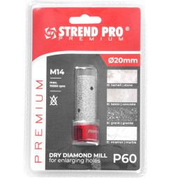 Fréza Strend Pro Premium DM618, M14, 20 mm, G60, diamant, na zväčšovanie dier k vyrezávacím korunkám, professional