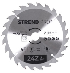 Kotúč Strend Pro TCT 165x2.2x20/16 mm 24T, na drevo, pílový, SK plátky