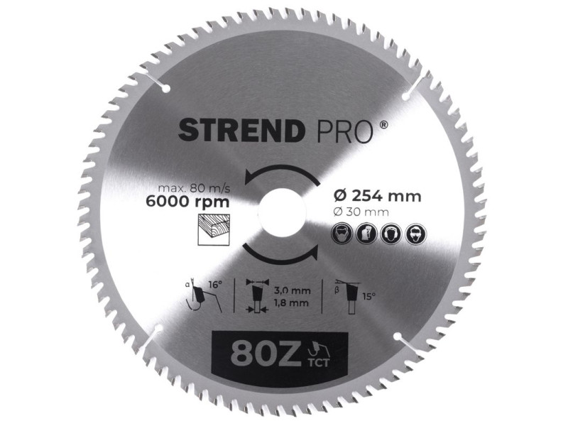Kotúč Strend Pro TCT 254x3.0x30/20 mm 80Z, na drevo, pílový, SK plátky