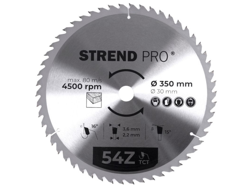 Kotúč Strend Pro TCT 350x3.6x30 mm 54Z, na drevo, pílový, SK plátky