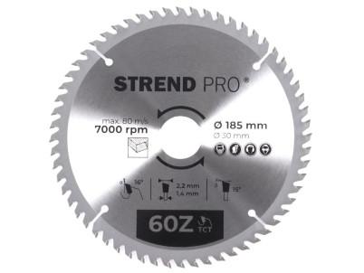 Kotúč Strend Pro TCT 185x2.2x30/20 mm 60T, na drevo, pílový, SK plátky