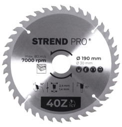 Kotúč Strend Pro TCT 190x2.4x30/20 mm 40T, na drevo, pílový, SK plátky