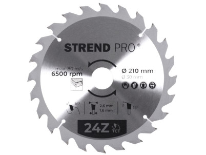 Kotúč Strend Pro TCT 210x2.6x30/20 mm 24Z, na drevo, pílový, SK plátky
