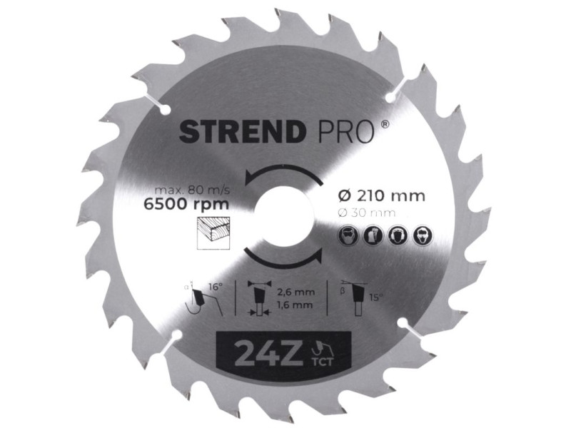 Kotúč Strend Pro TCT 210x2.6x30/20 mm 24Z, na drevo, pílový, SK plátky