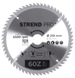 Kotúč Strend Pro TCT 210x2.6x30/20 mm 60T, na drevo, pílový, SK plátky