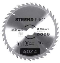 Kotúč Strend Pro TCT 250x3.0x30/20 mm 40T, na drevo, pílový, SK plátky