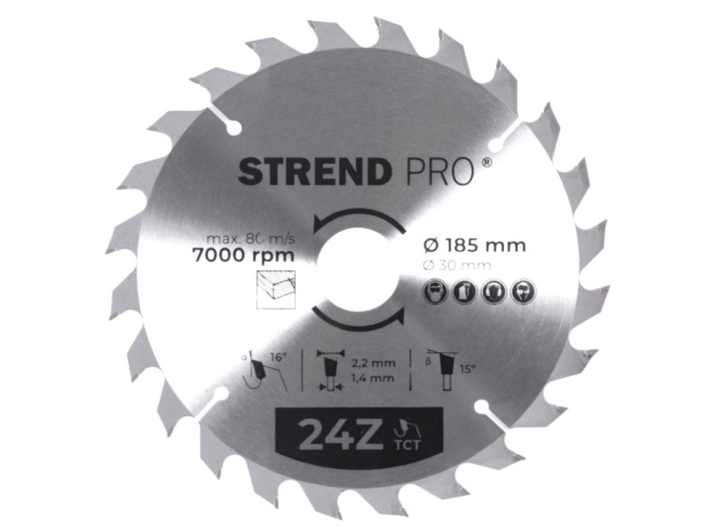 Kotúč Strend Pro TCT 185x2.2x30/20 mm 24Z, na drevo, pílový, SK plátky