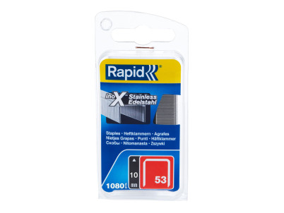 Spony RAPID 53, 10 mm, nerezové sponky do sponkovačky, bal. 1080 ks