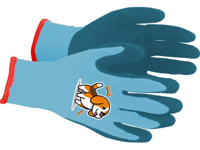 Rukavice Strend Pro, detské, chlapčenské, so psíkom, modré, záhradné, s blistrom, veľ. 5