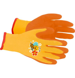 Rukavice Strend Pro, detské, dievčenské, so včielkou, oranžové, záhradné, s blistrom, veľ. 6