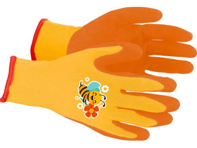 Rukavice Strend Pro, detské, dievčenské, so včielkou, oranžové, záhradné, s blistrom, veľ. 6