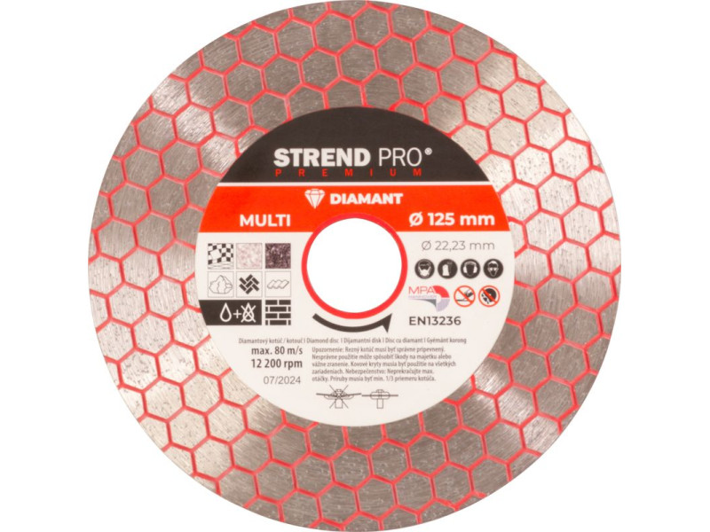 Kotúč Strend Pro Premium, 125 mm, hexagonal, diamantový, rezný, multi