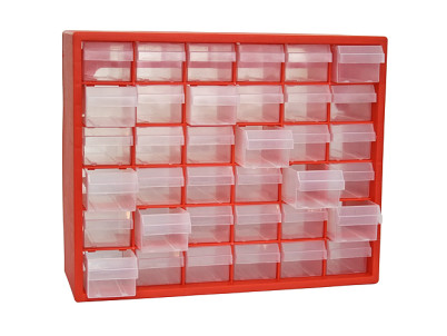 Organizér na stenu Strend Pro SBx3045, 36 zásuviek, 40,5x14x33 cm, max. 25 kg