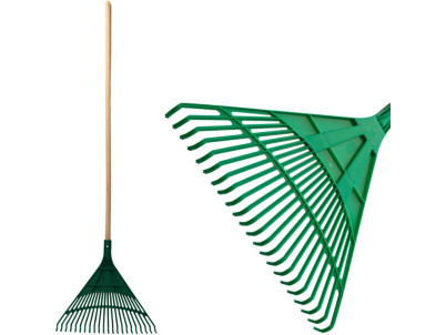 Hrable na lístie Strend Pro R122.WH, 22 zubov, 49 cm, vejárové, plastové, drevená násada 1300 mm