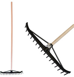 Hrable na seno Longbow 16 zubé, plastové, na lístie, drevená násada