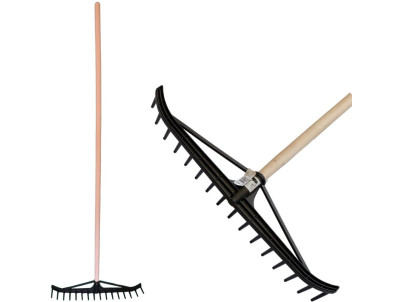 Hrable na seno Longbow 16 zubé, plastové, na lístie, drevená násada