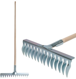 Hrable na trávnik Strend Pro R108A.WH, 14 zubé, prevzdušňovacie, vertikutačné, drevená násada