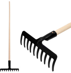 Hrable záhradne Strend Pro Premium R-606, 10 zubé, kované, drevená násada