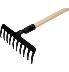 Hrable záhradne Strend Pro Premium R-606, 10 zubé, kované, drevená násada