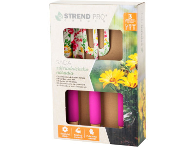Sada náradia Strend Pro, záhradnícka, 3 dielna, potlač kvetov, Ladies line