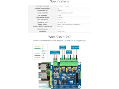 WAVESHARE Izolovaný RS485 CAN HAT (B) pre Raspberr