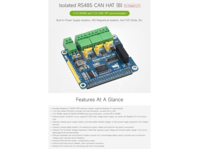 WAVESHARE Izolovaný RS485 CAN HAT (B) pre Raspberr
