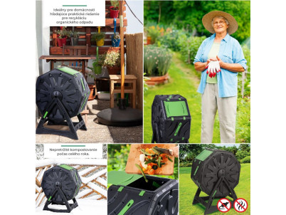 Kompostér Strend Pro Garden, bubnový, 70 lit., čierny, 55,5x36x72 cm Kompostér Strend Pro Garden, bubnový, 70 lit., čierny, 55,5x36x72 cm