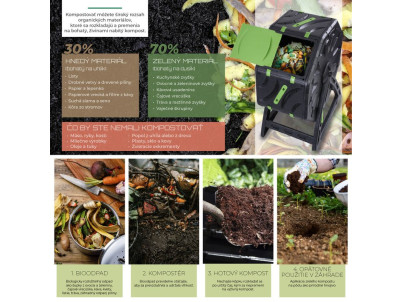 Kompostér Strend Pro Garden, bubnový, 70 lit., čierny, 55,5x36x72 cm Kompostér Strend Pro Garden, bubnový, 70 lit., čierny, 55,5x36x72 cm