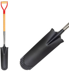 Rýľ Strend Pro Premium RedShark, úzky, drenážny, s drevenou násadou D 1280 mm