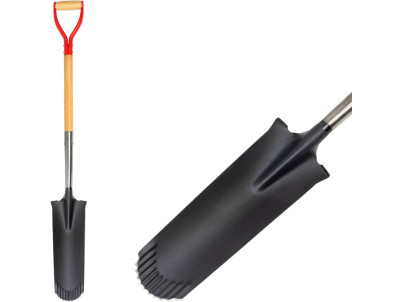 Rýľ Strend Pro Premium RedShark, úzky, drenážny, s drevenou násadou D 1280 mm