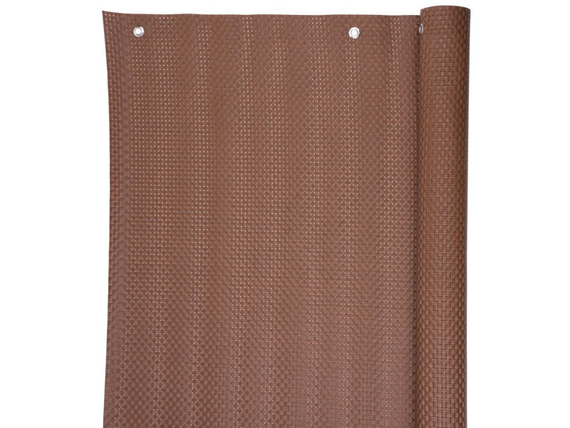 Zástena Polyratan 77 0,9x3 m, UV, 800 g/m2, hnedá, tieniaca na balkón, s okami