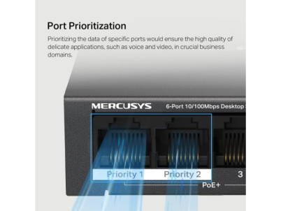 MERCUSYS MS106P, 6-Port 100 Mbps Desktop Switch
