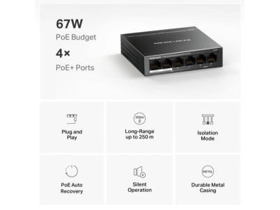 MERCUSYS MS106P, 6-Port 100 Mbps Desktop Switch
